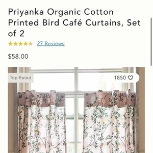 Anthro Priyanka Organic Cotton
Printed Bird Café Curtains